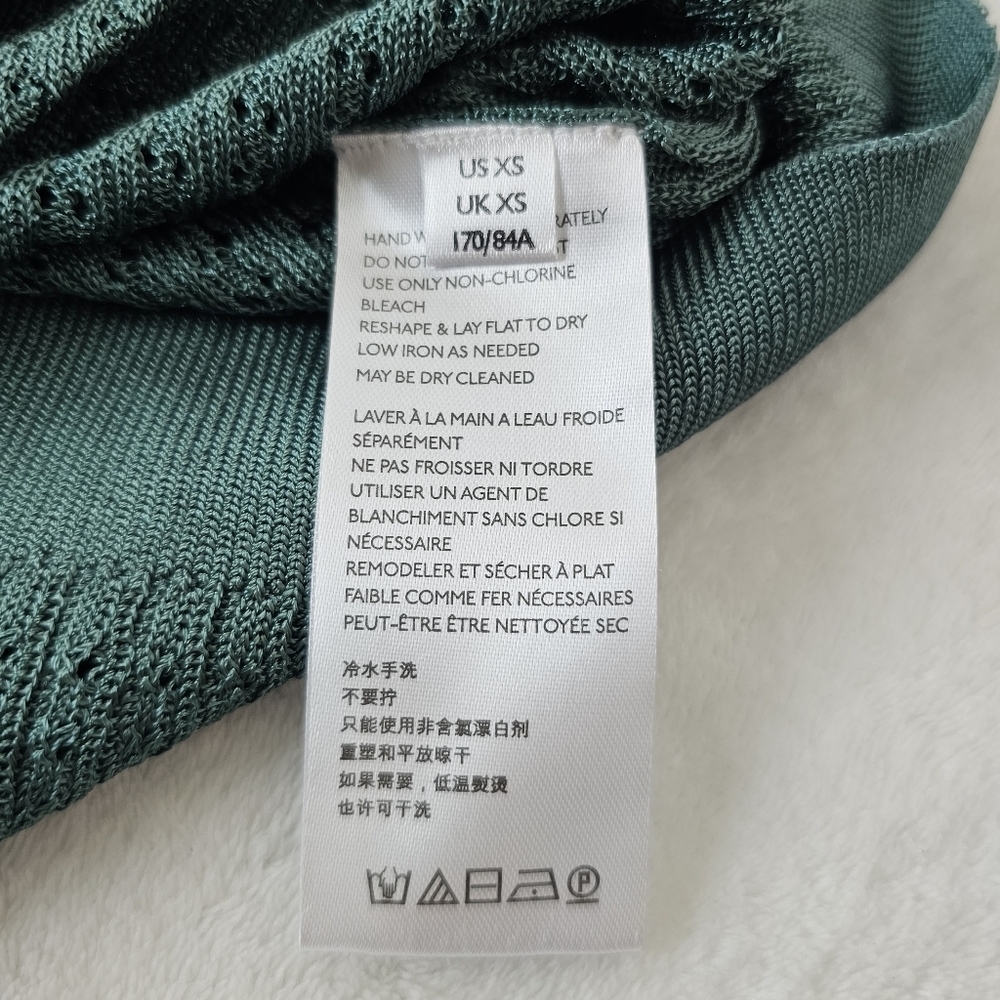 Free People H2O Crew Open Stitch Knit Long Sleeve Top Jade Green XS NWT Boho - Picture 12 of 13